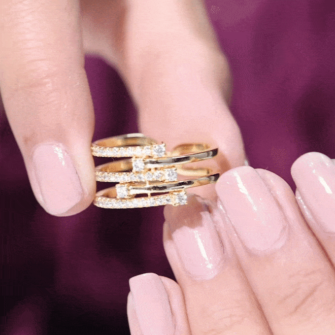 Certified Diamond Cocktail Wrap Ring Natural - ( HI-SI ) - Rosec Jewels