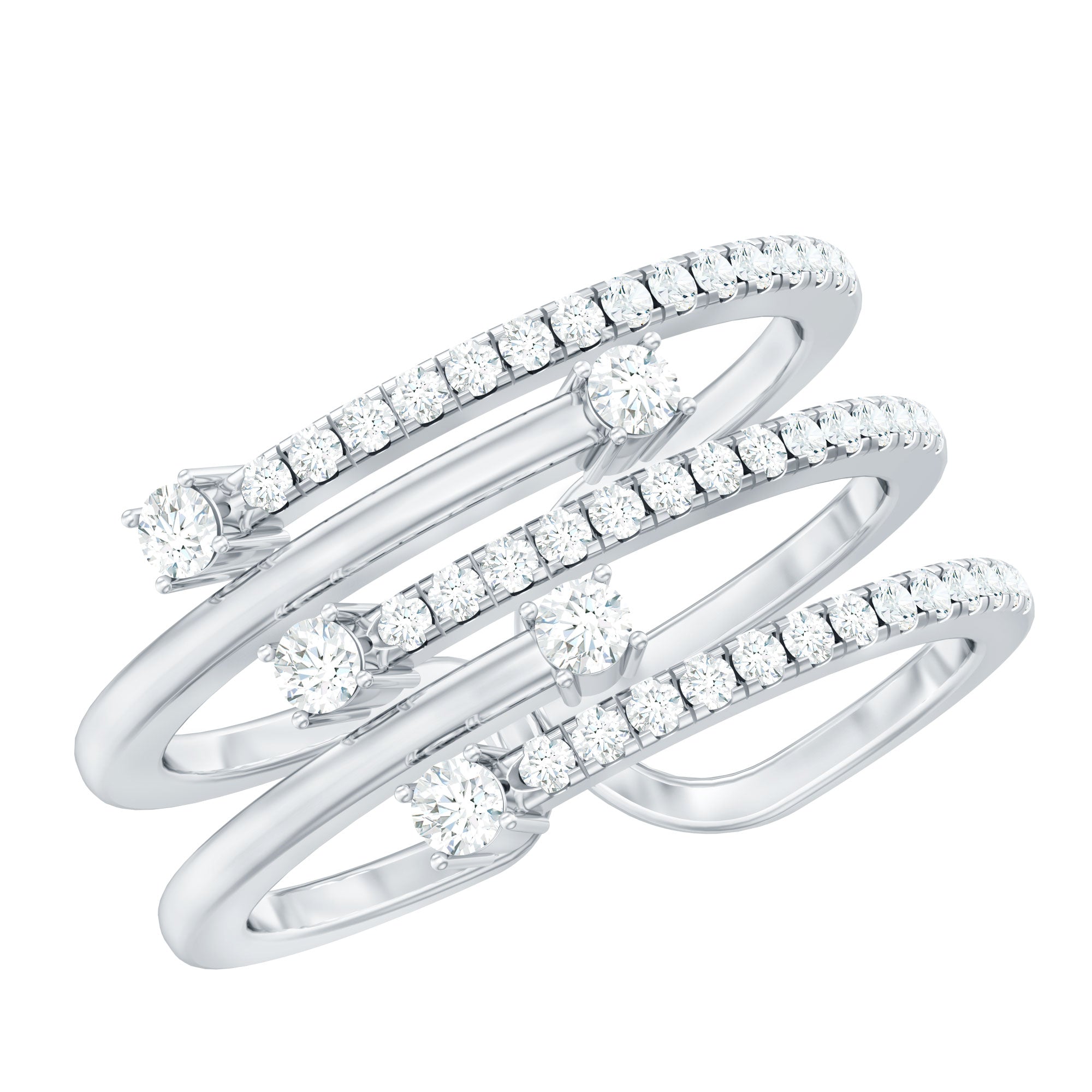 Certified Diamond Cocktail Wrap Ring Natural - ( HI-SI ) - Rosec Jewels