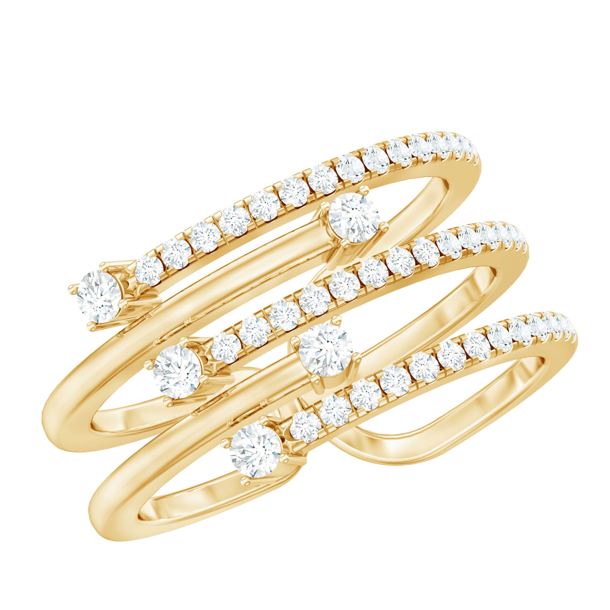 Certified Diamond Cocktail Wrap Ring Natural - ( HI-SI ) - Rosec Jewels