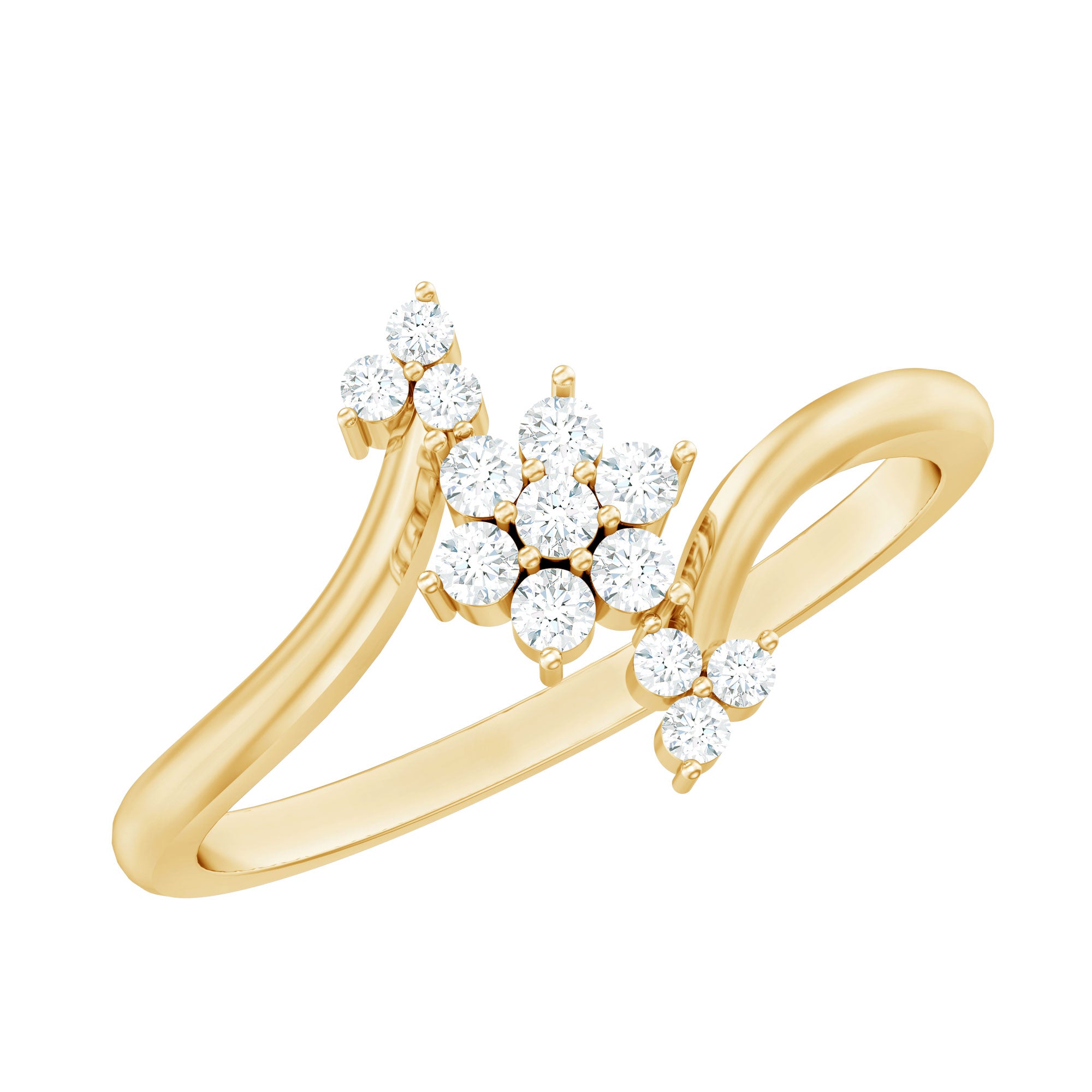 Round Cut Diamond Floral Promise Ring Natural - ( HI-SI ) - Rosec Jewels