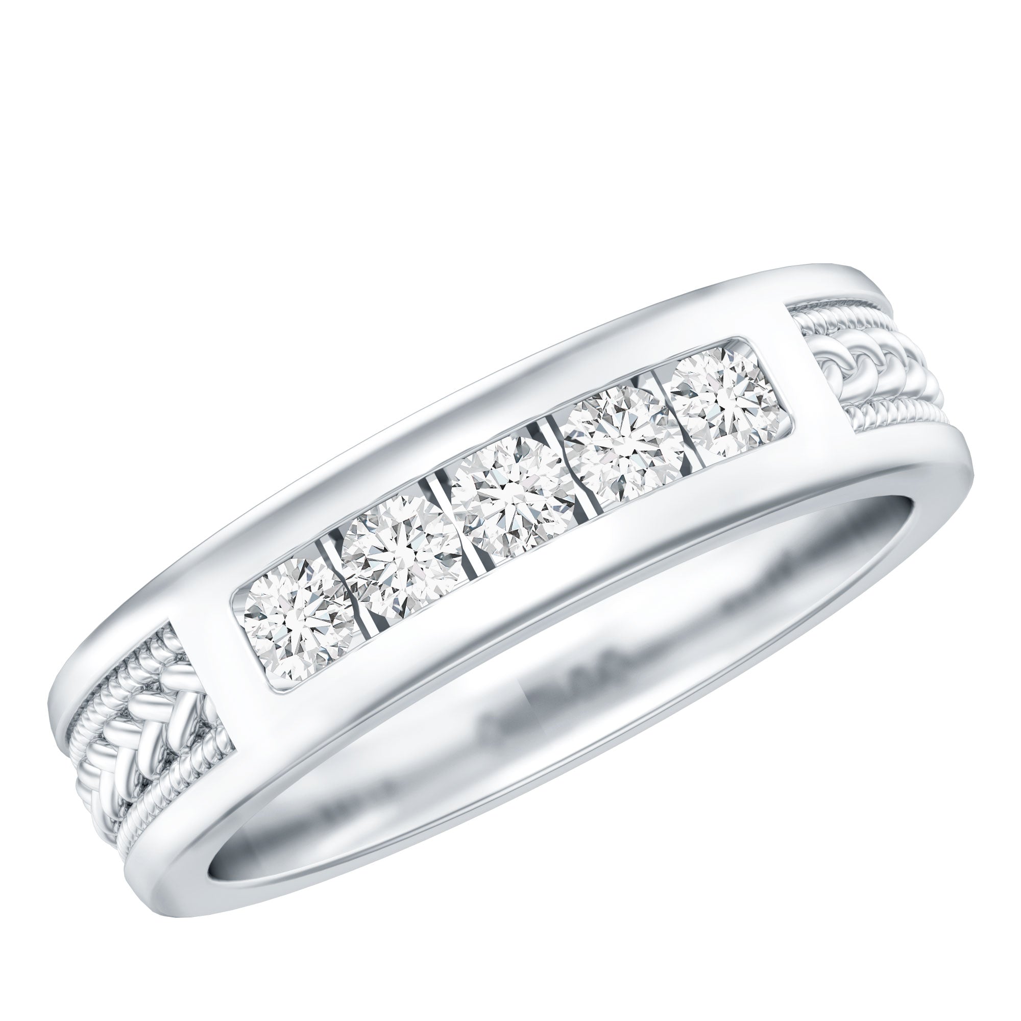 Lab Grown Diamond Mens Wedding Band Ring Lab - ( EF-VS ) - Rosec Jewels