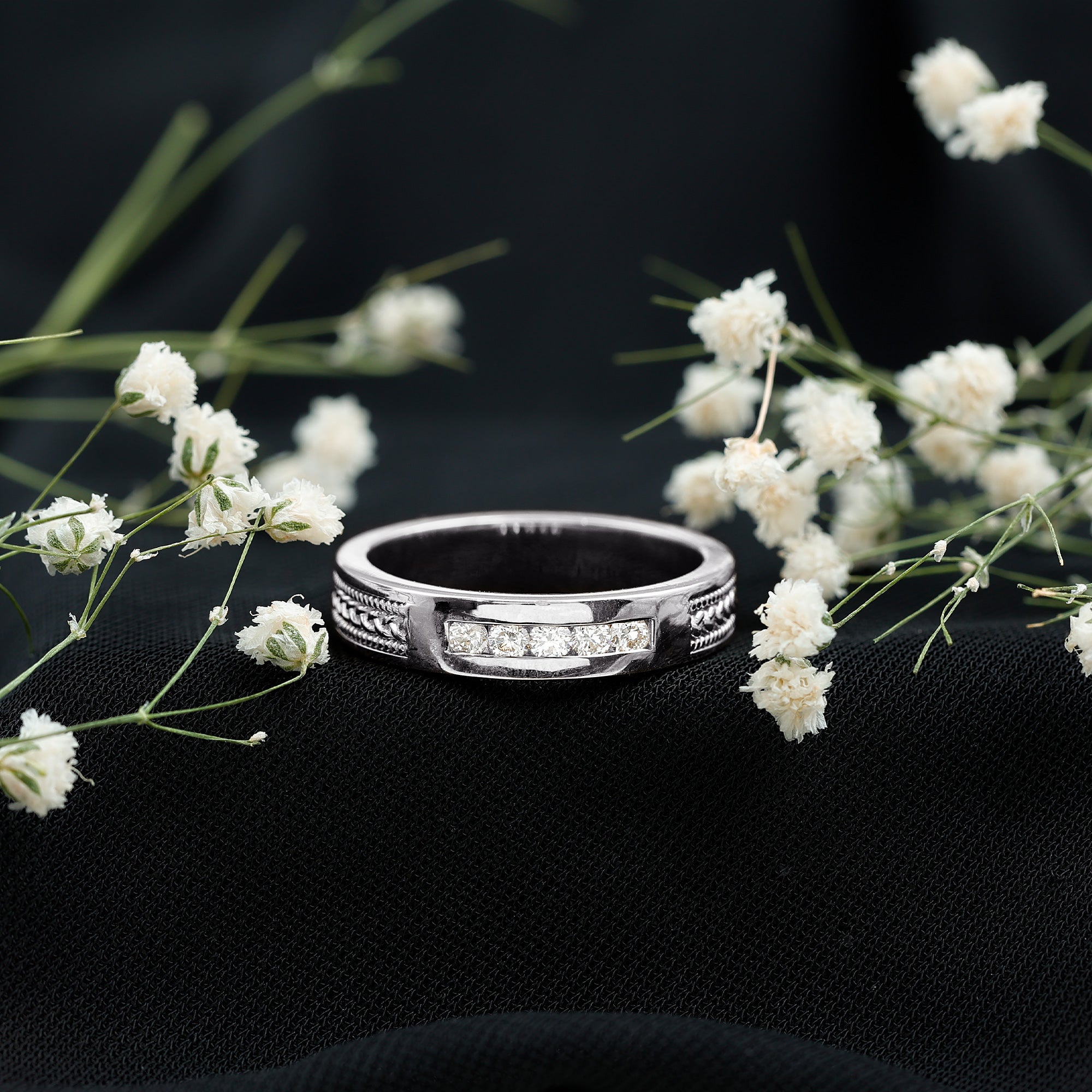 Lab Grown Diamond Mens Wedding Band Ring Lab - ( EF-VS ) - Rosec Jewels