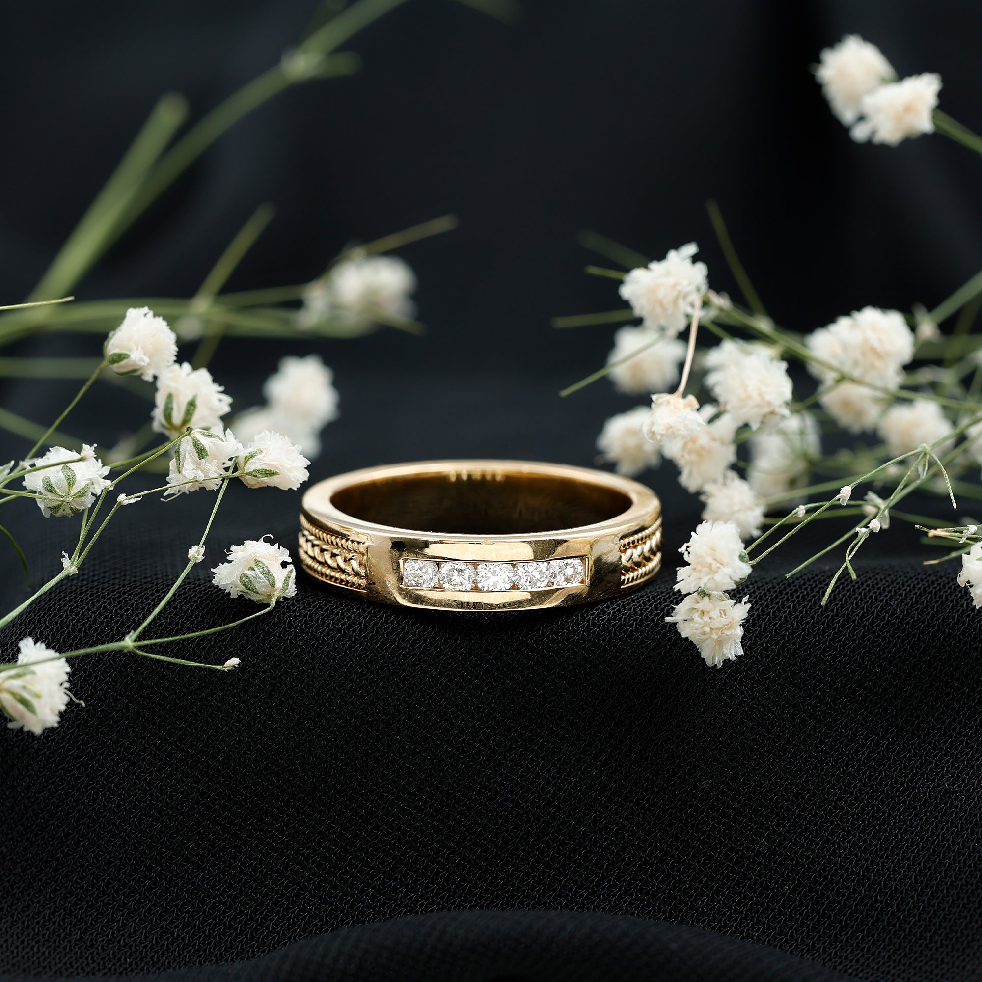 Lab Grown Diamond Mens Wedding Band Ring Lab - ( EF-VS ) - Rosec Jewels