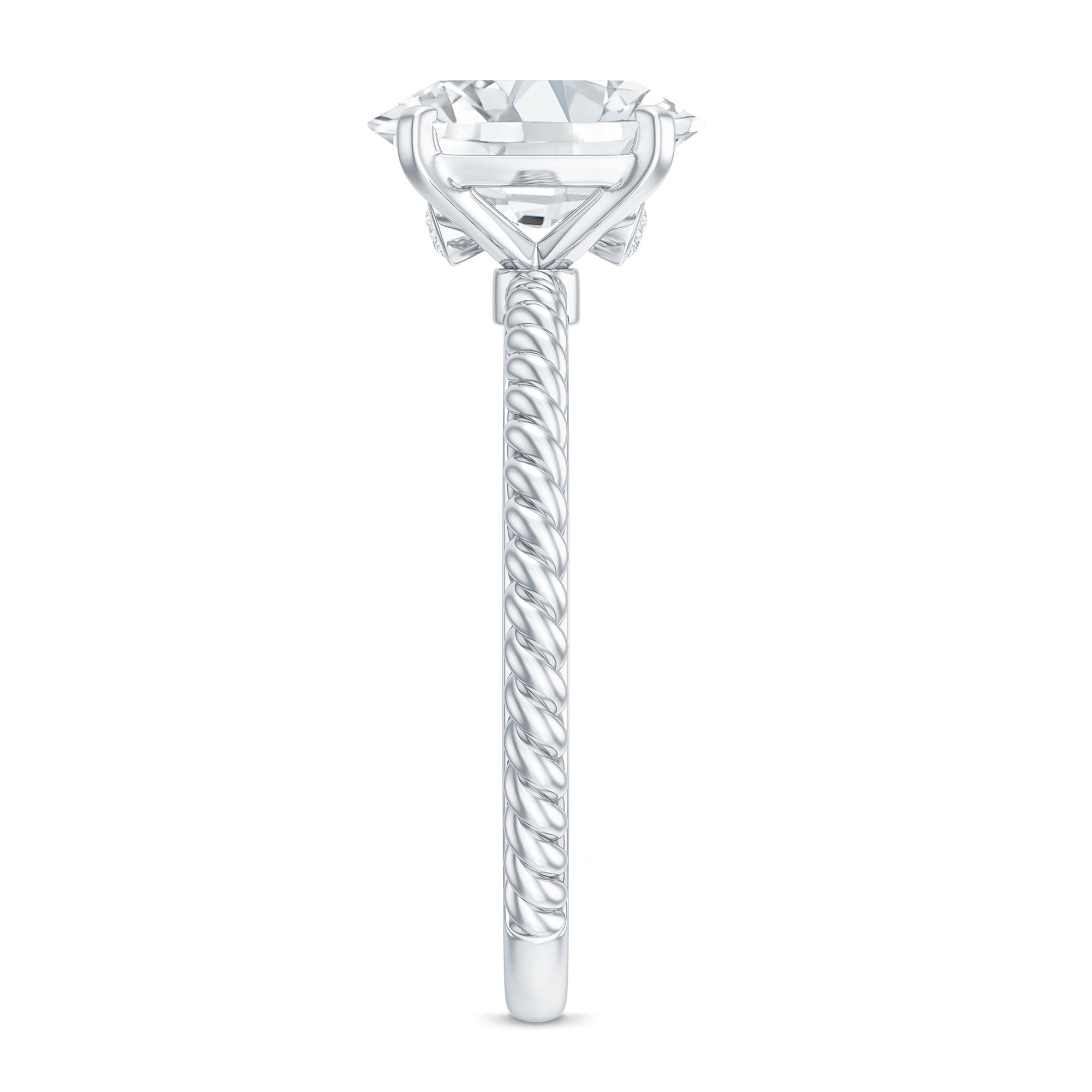 Oval Shape Moissanite Solitaire Engagement Ring with Twisted Rope D-VS1 - Rosec Jewels