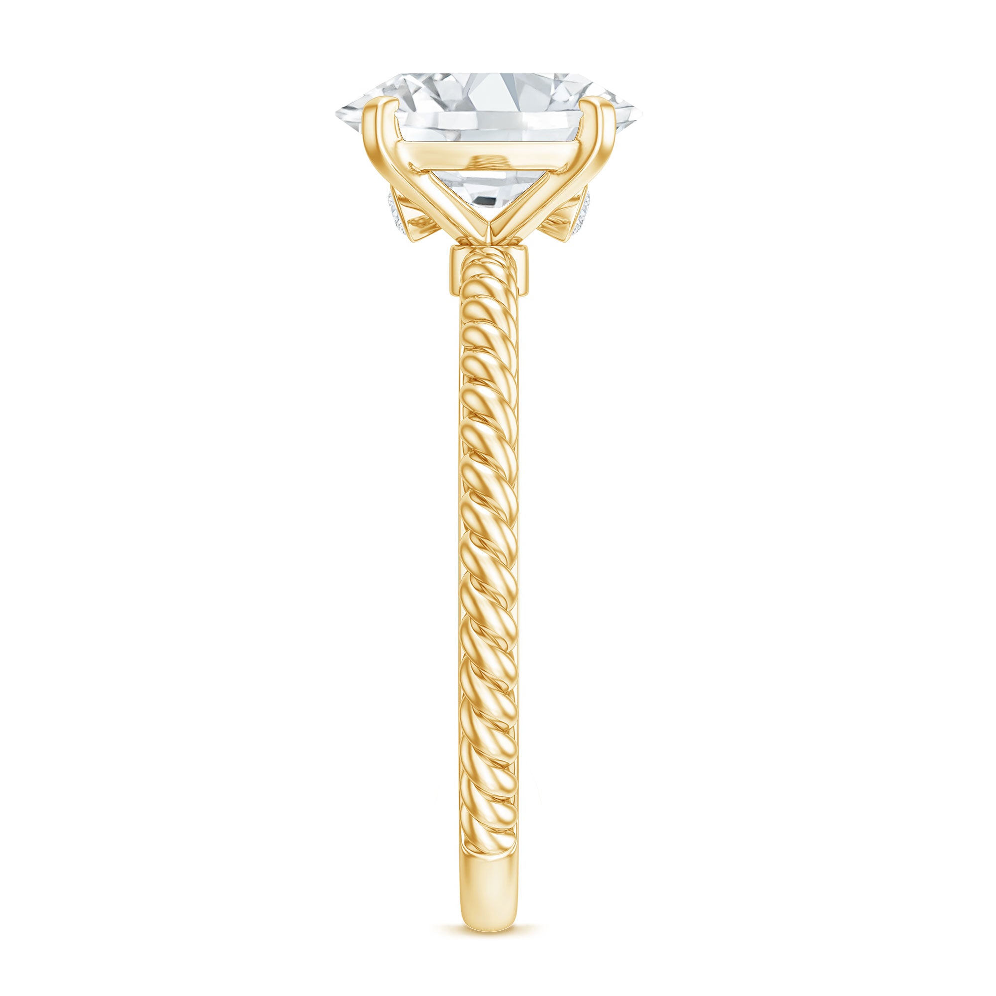 Oval Shape Moissanite Solitaire Engagement Ring with Twisted Rope D-VS1 - Rosec Jewels