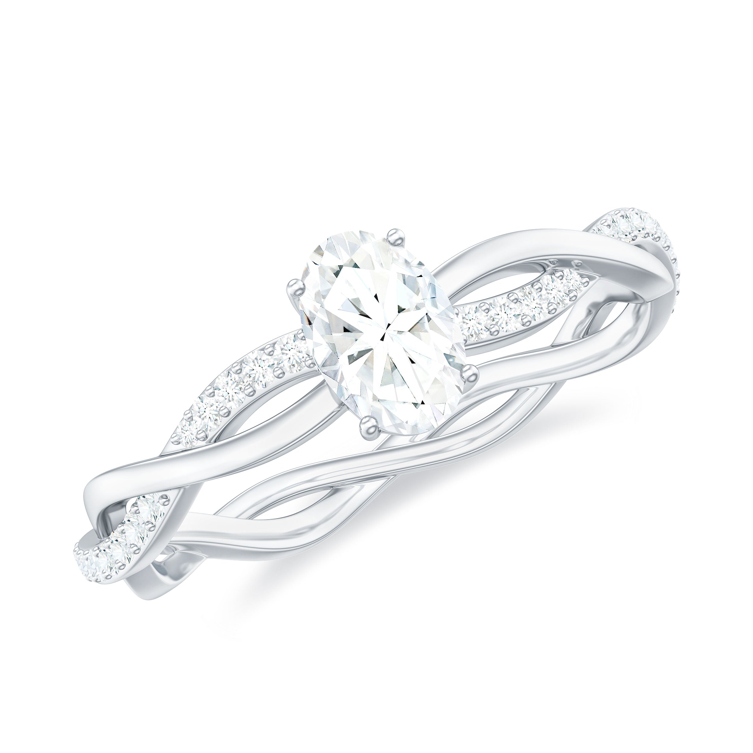 Oval Cut Moissanite Braided Engagement Ring