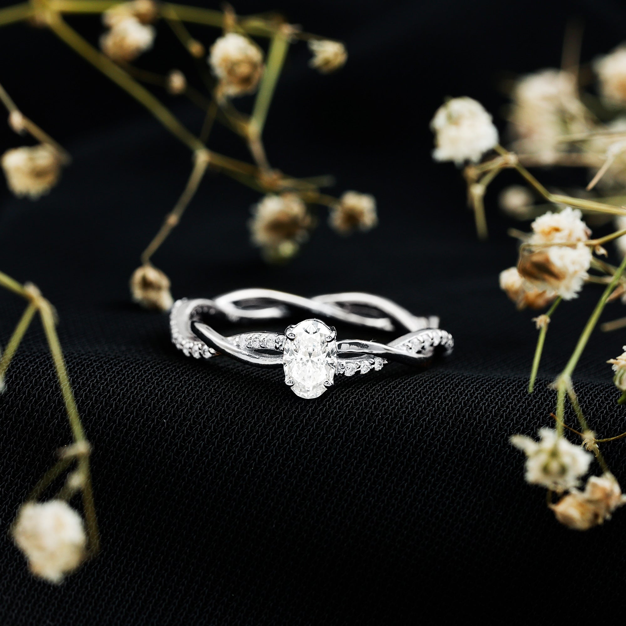 Oval Cut Moissanite Braided Engagement Ring D-VS1 - Rosec Jewels