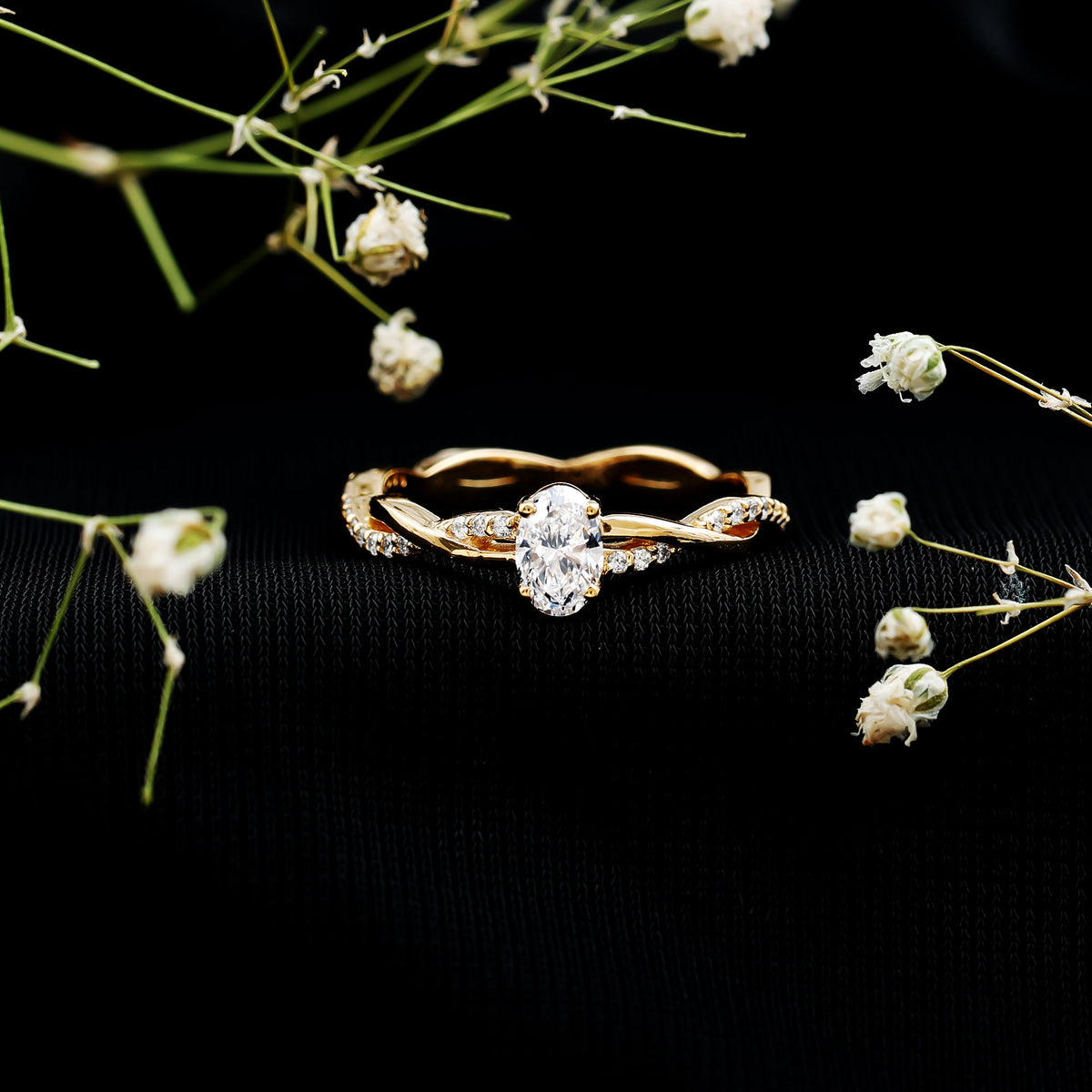 Oval Cut Moissanite Braided Engagement Ring D-VS1 - Rosec Jewels