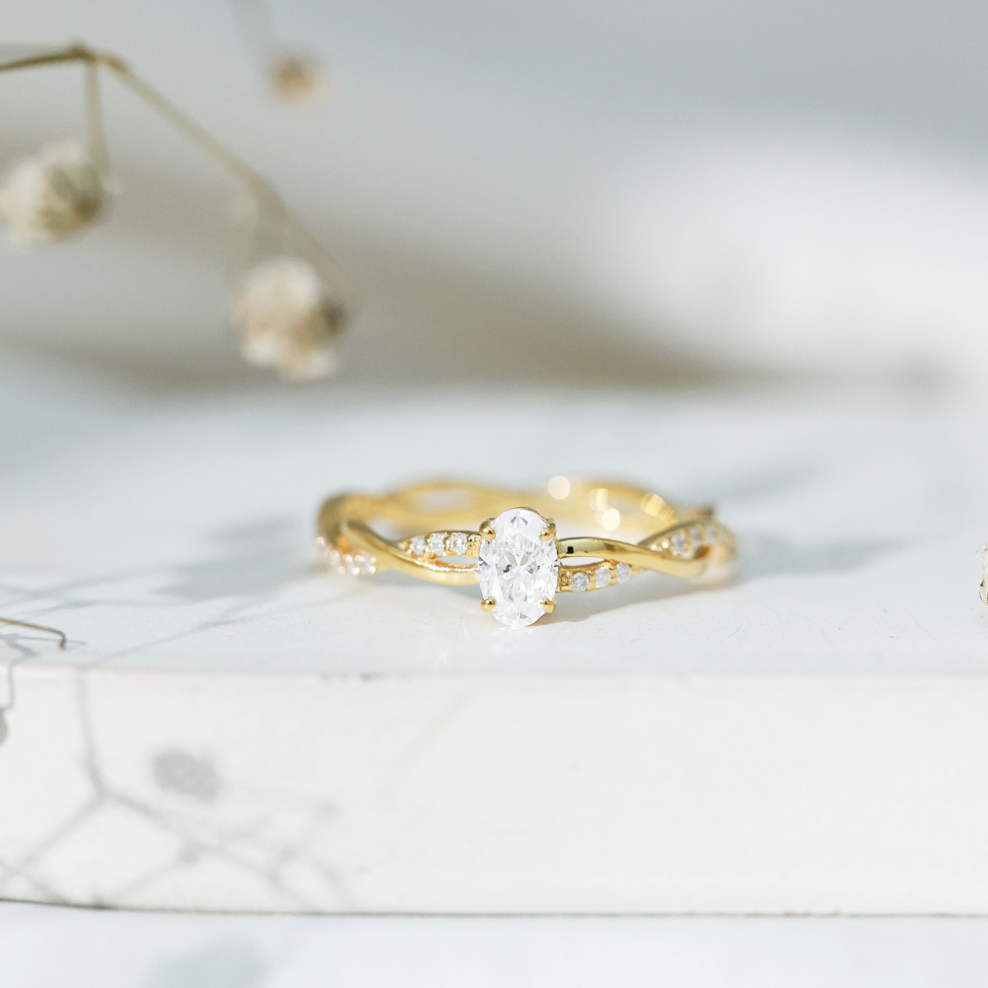 Oval Cut Moissanite Braided Engagement Ring D-VS1 - Rosec Jewels