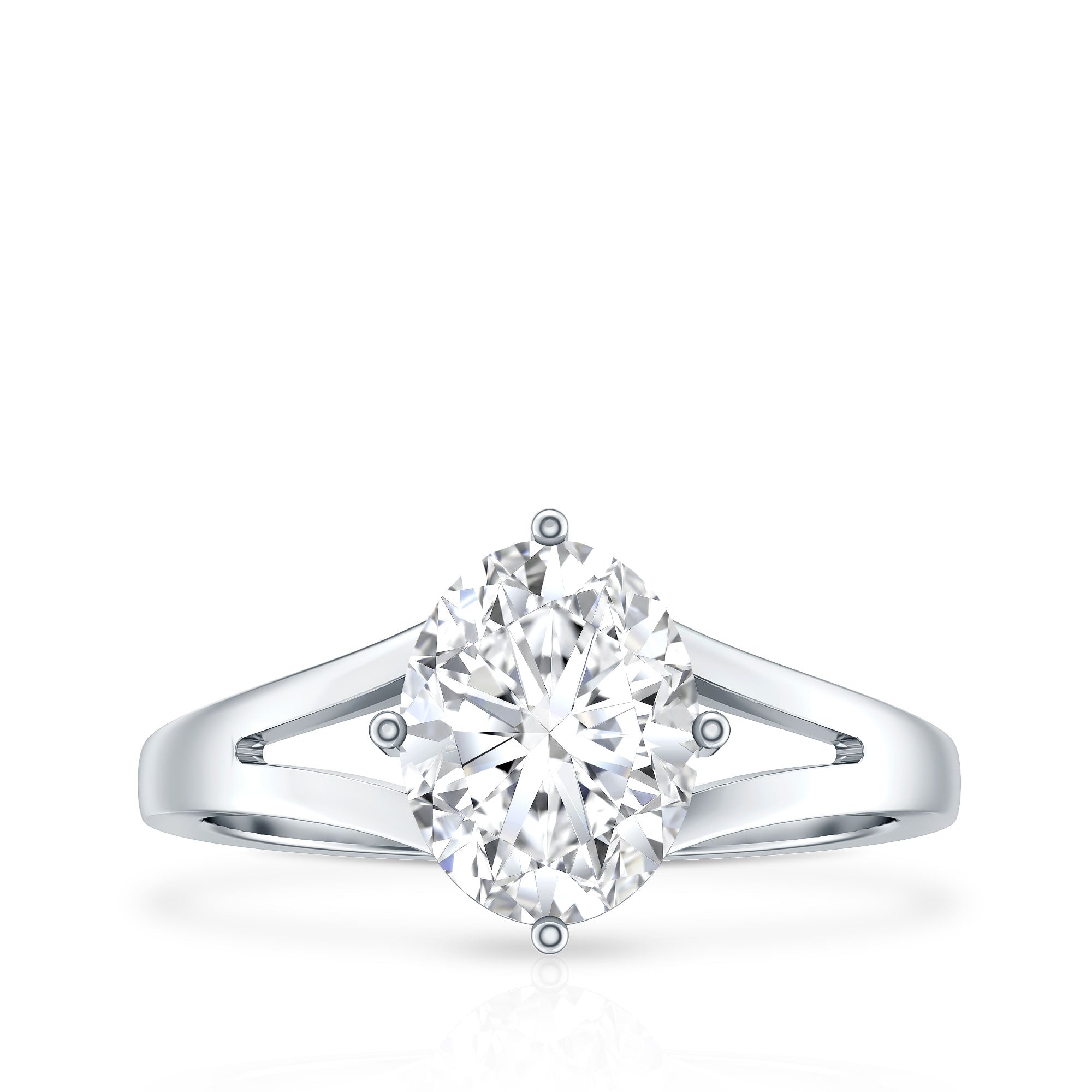 Oval Cut Moissanite Solitaire Engagement Ring in Split Shank D-VS1 - Rosec Jewels