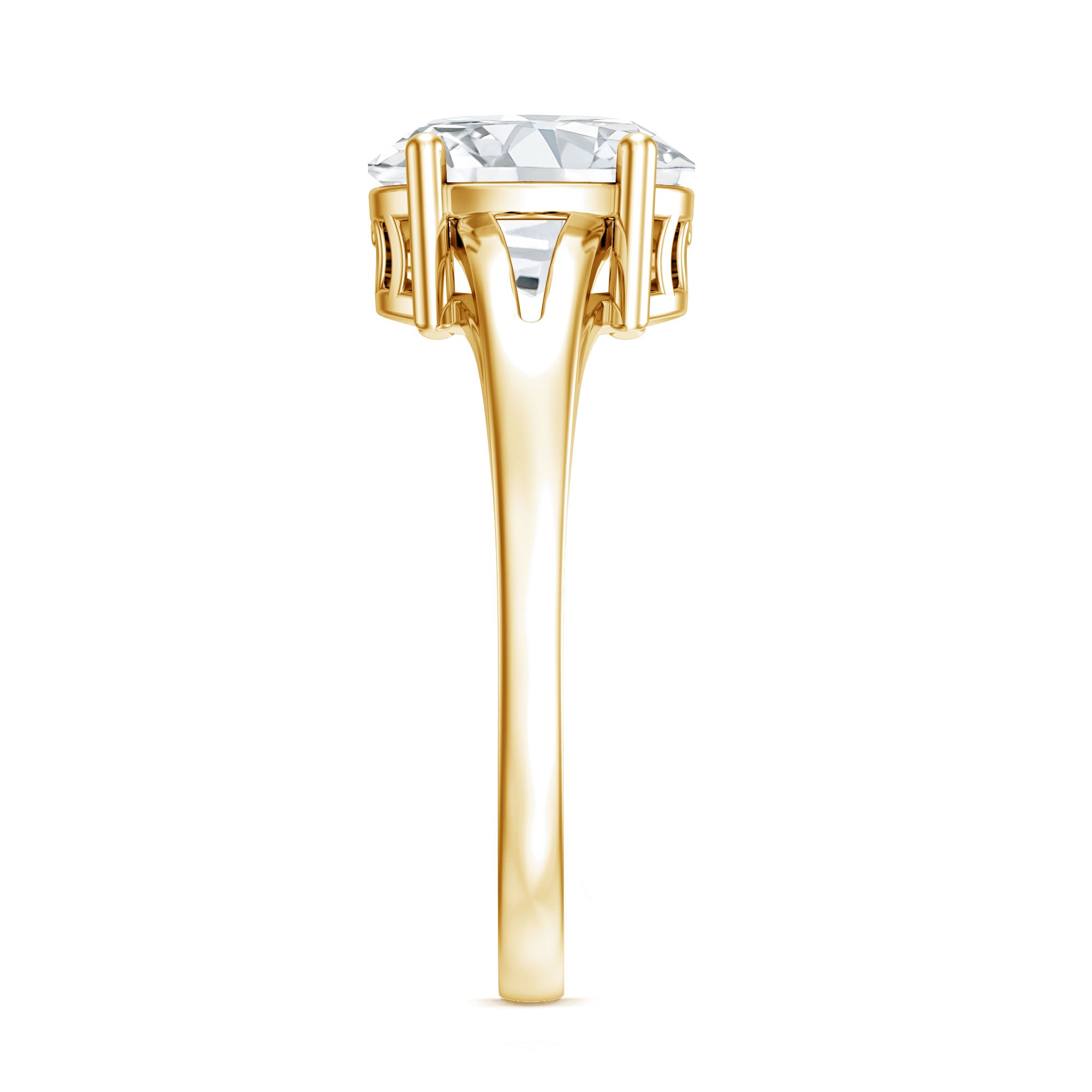 Rosec Jewels-Solitaire Oval Cut Moissanite Split Shank Engagement Ring