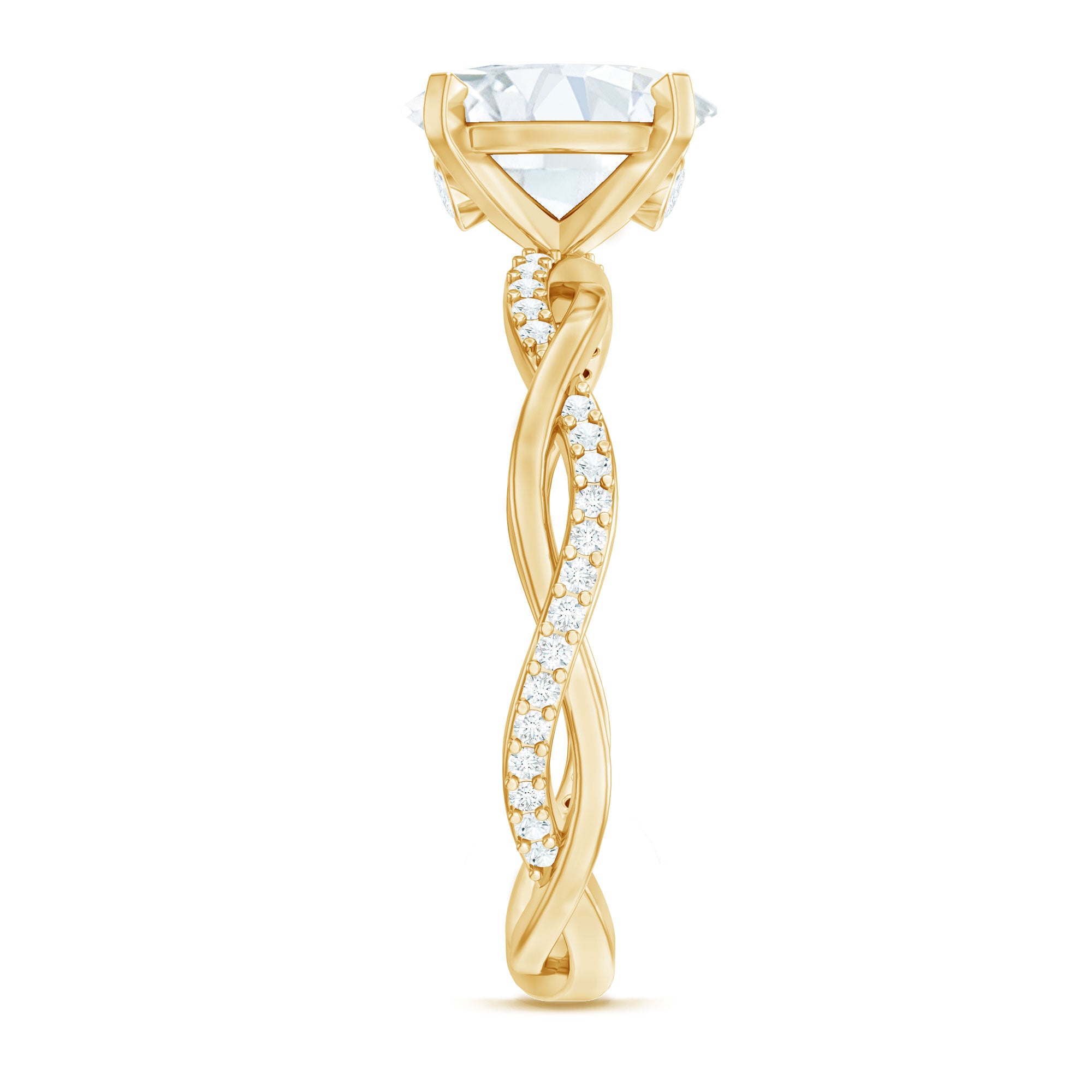 Rosec Jewels-Oval Shape Moissanite Solitaire Engagement Ring in Braided Shank