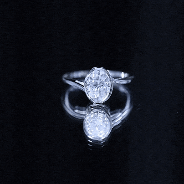 Solitaire 7X9 MM Moissanite Oval Engagement Ring with Bypass Shank D-VS1 - Rosec Jewels