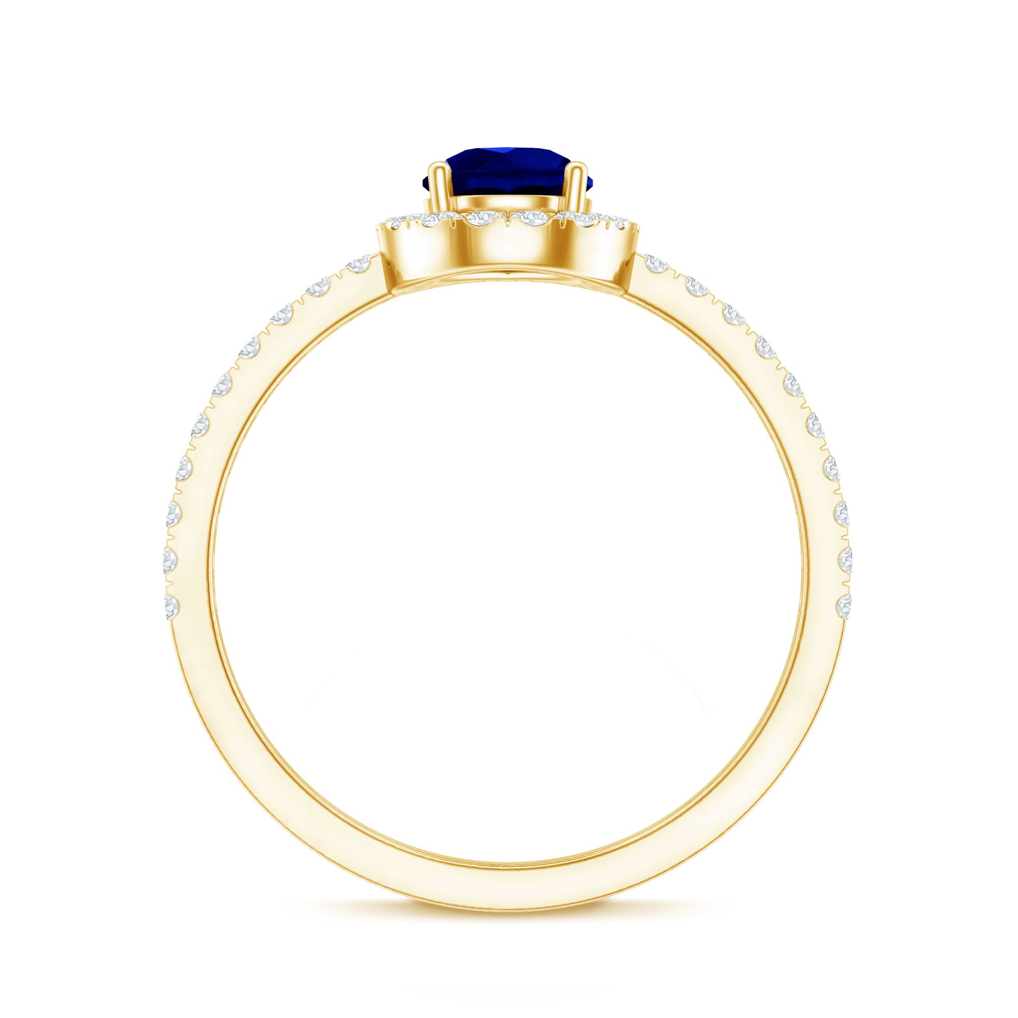 Certified 1.6 Carat Lab Grown Blue Sapphire Teardrop Engagement Ring with Diamond Halo AAAA - Rosec Jewels