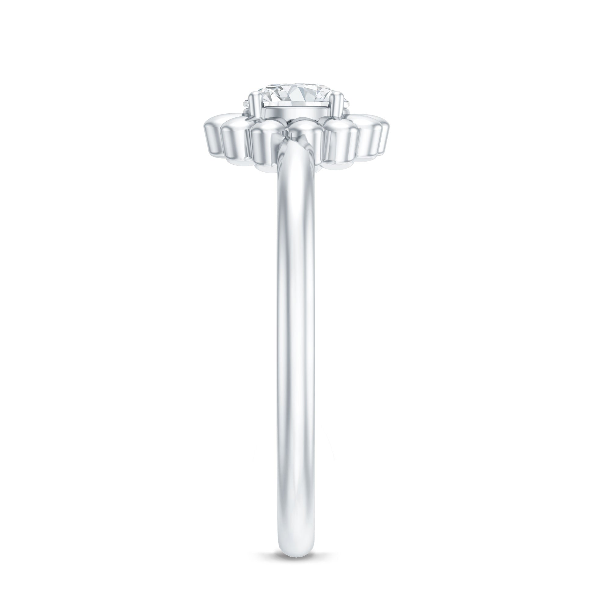 Brilliant Cut Moissanite Flower Promise Ring with Certificate D-VS1 - Rosec Jewels
