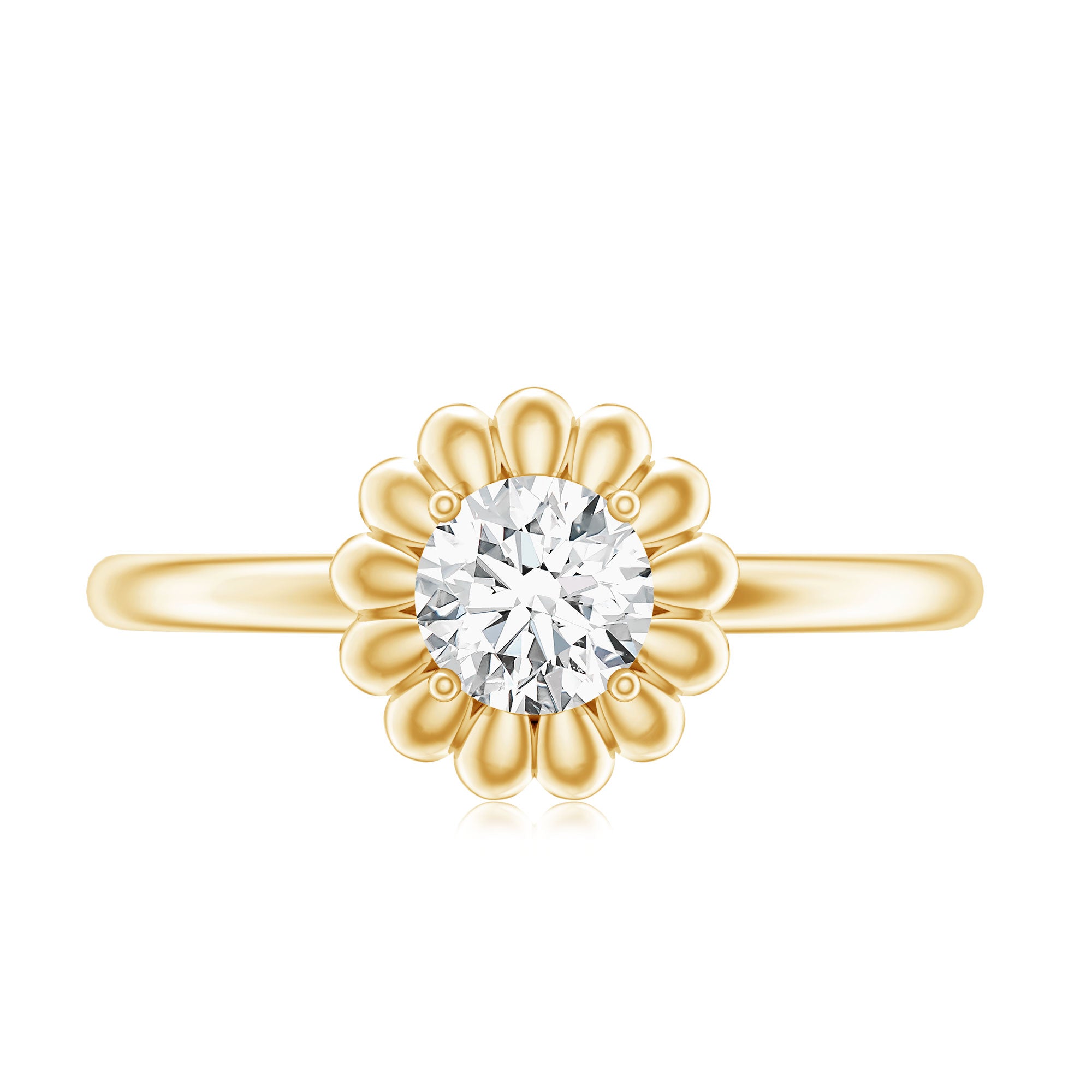 Brilliant Cut Moissanite Flower Promise Ring with Certificate D-VS1 - Rosec Jewels