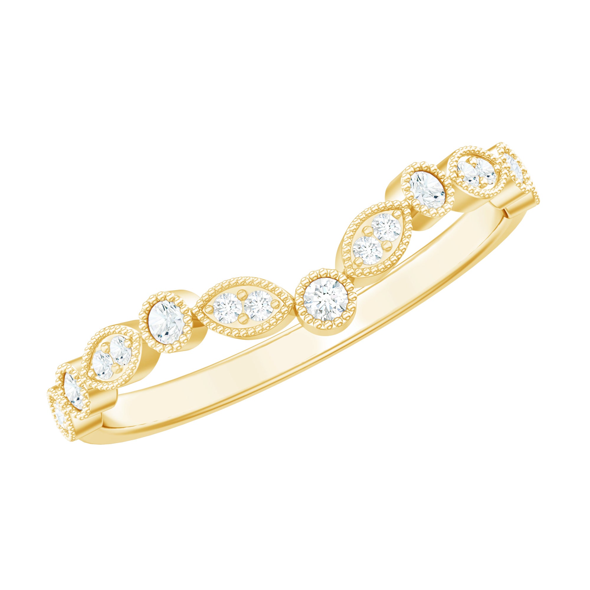 Natural Diamond Curved Wedding Enhancer Ring Natural - ( HI-SI ) - Rosec Jewels