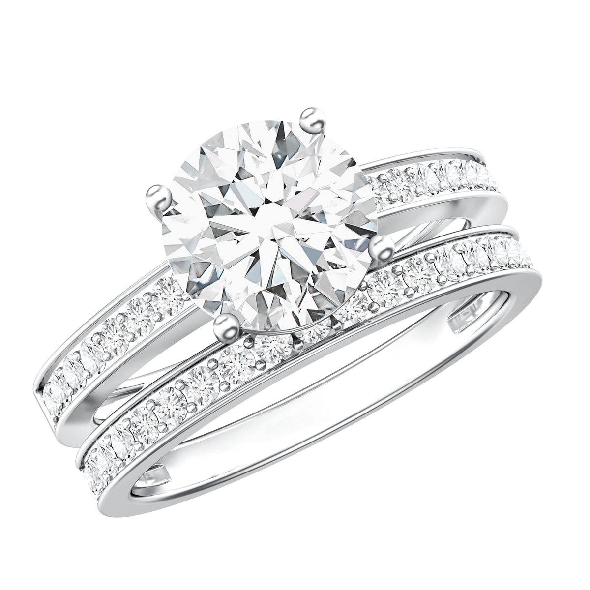 Rosec Jewels-IGI Certified 2 Carat Lab Grown Diamond Engagement Ring with Wedding Band