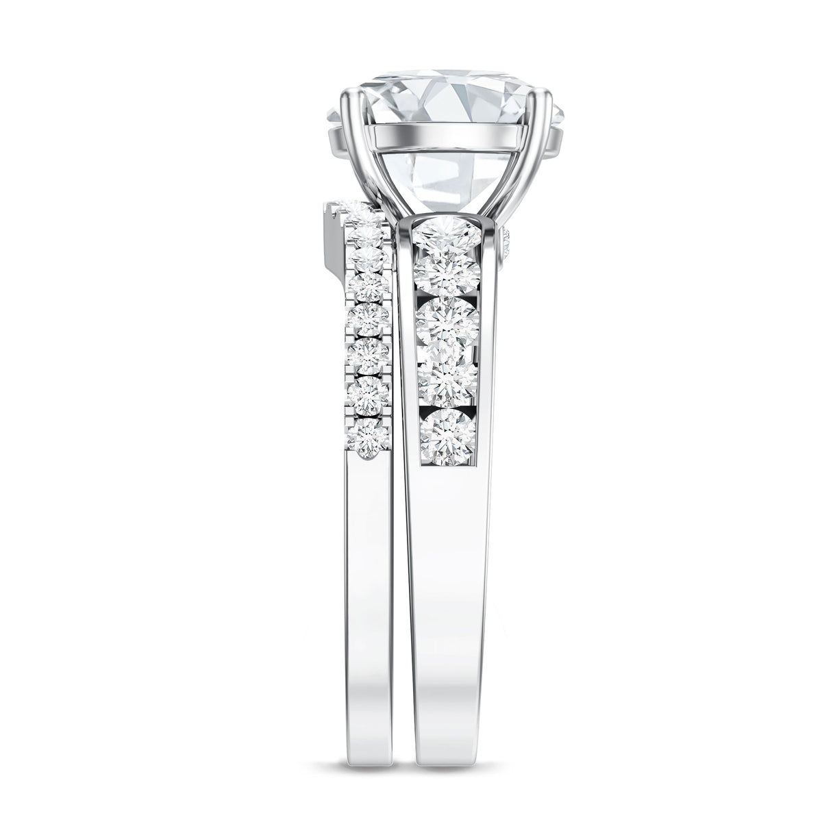 Rosec Jewels-IGI Authenticated Lab Grown 3 Carat Diamond Engagement Ring with Wedding Band