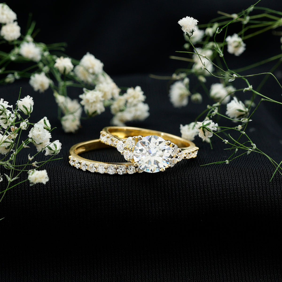 IGI Certified Lab Grown 2 Carat Diamond Engagement Ring and Wedding Band Set Lab - ( E-VS1 ) - Rosec Jewels