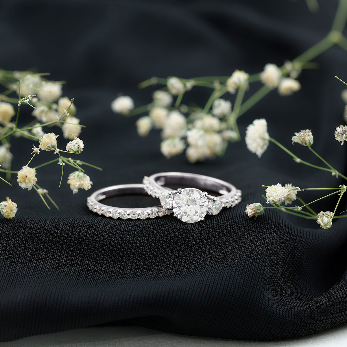 Rosec Jewels-IGI Graded 2 Carat Lab Grown Diamond Three Stone Engagement Ring with Enhancer