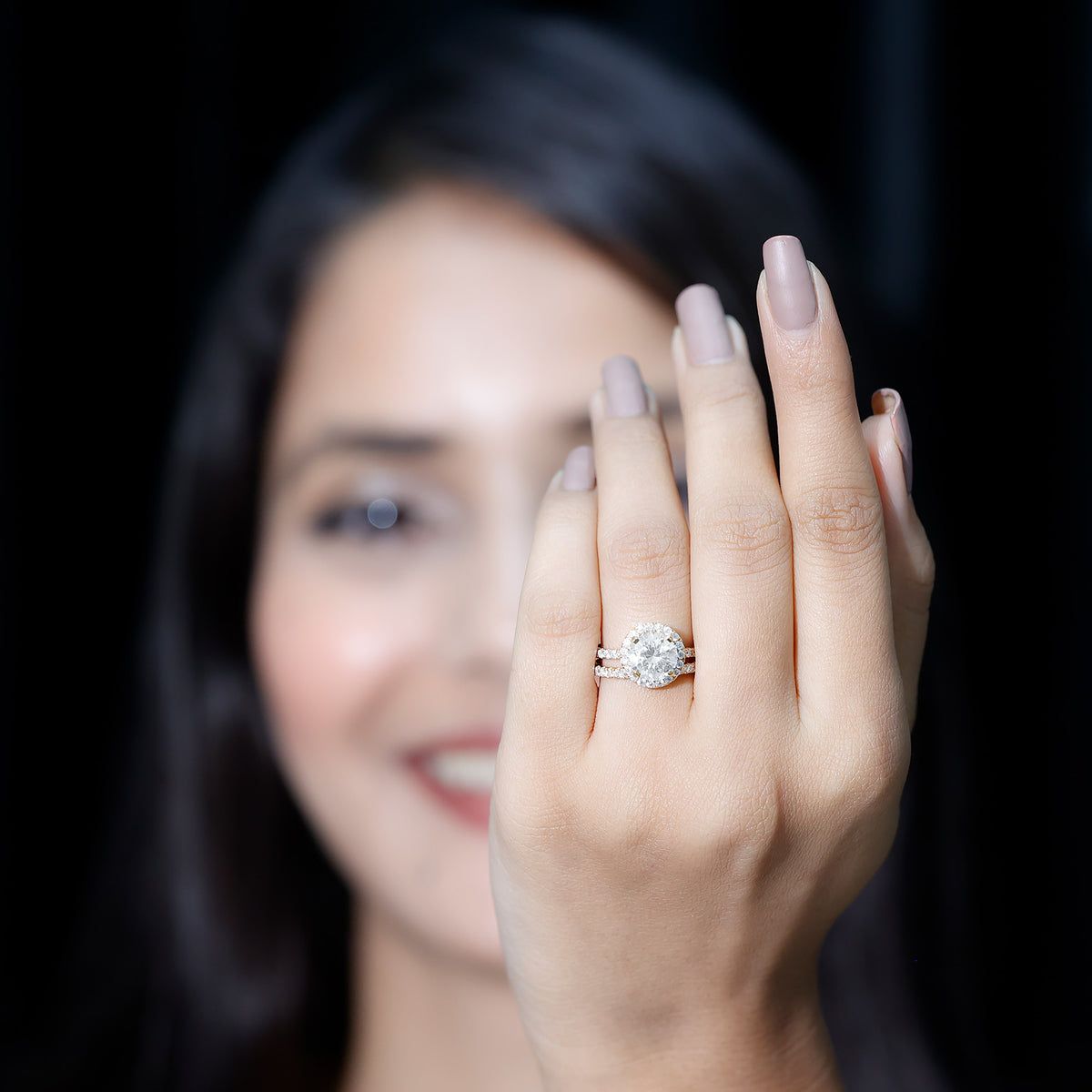 Lab Grown 2 Carat Diamond Halo Bridal Ring Set with IGI Certificate Lab - ( E-VS1 ) - Rosec Jewels