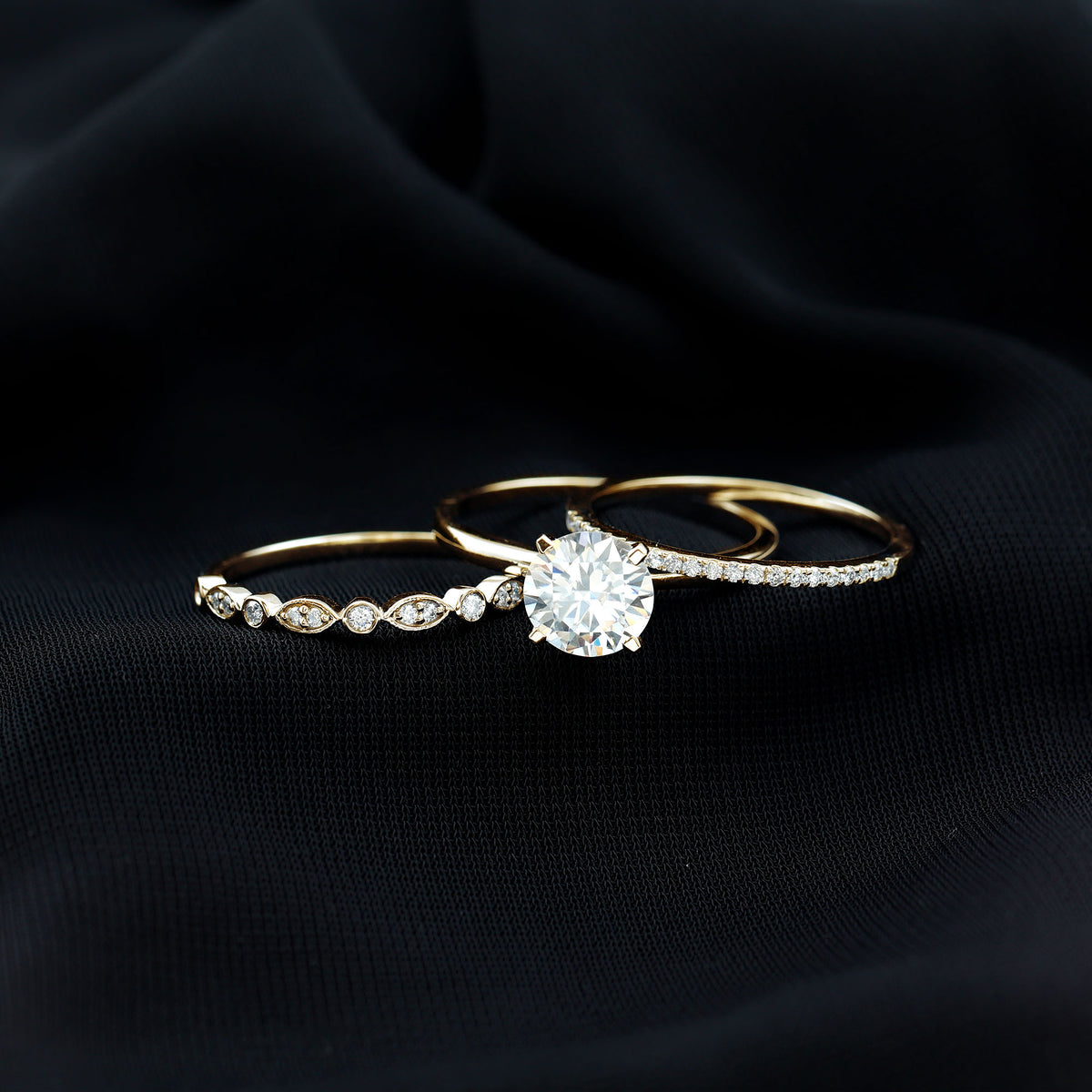 Rosec Jewels-IGI Documented 2 Carat Lab Grown Diamond Trio Bridal Ring Set for Women