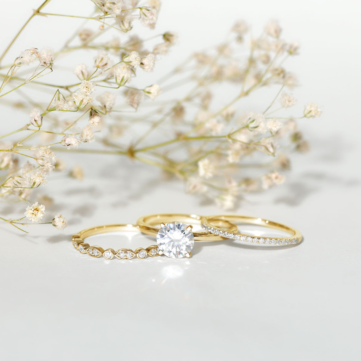 Rosec Jewels-IGI Documented 2 Carat Lab Grown Diamond Trio Bridal Ring Set for Women