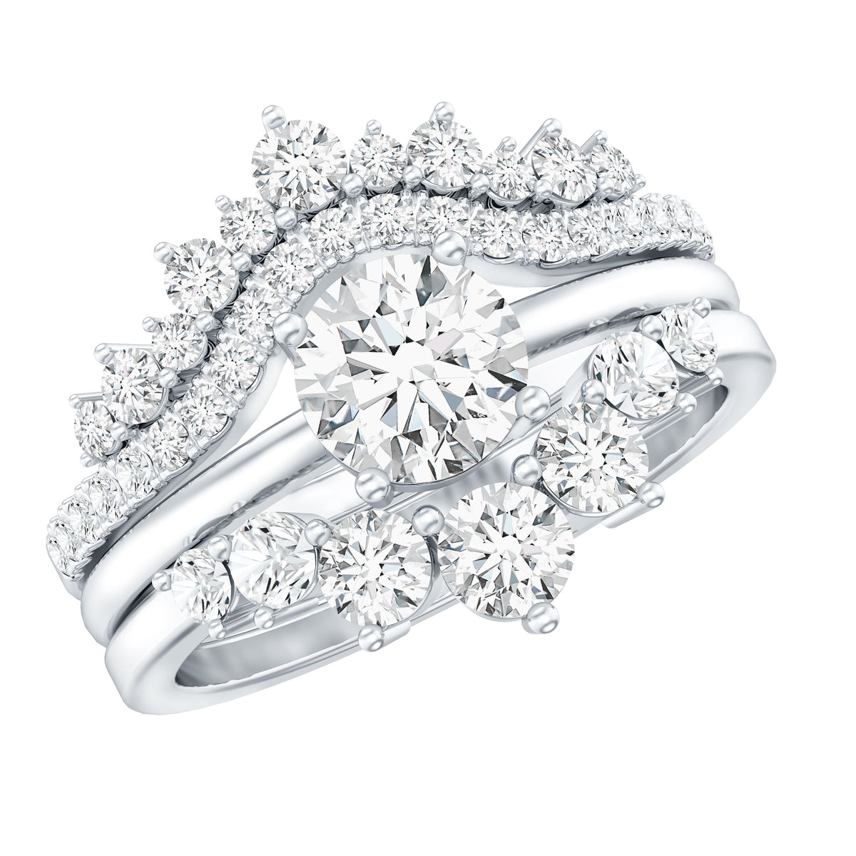 Rosec Jewels-IGI Authenticated 1 Carat Lab Diamond Antique Wedding Ring Set of 3
