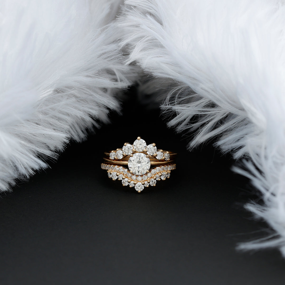 IGI Authenticated 1 Carat Lab Diamond Antique Wedding Ring Set of 3 Lab - ( E-VS1 ) - Rosec Jewels