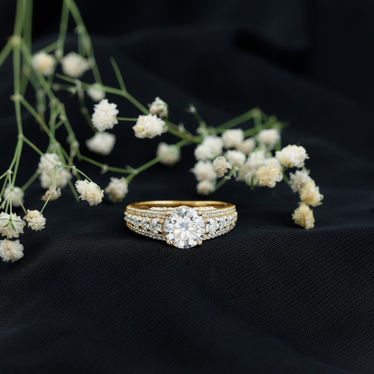 IGI Verified Lab Grown Diamond 2 Carat Engagement Ring with Side Stones Lab - ( E-VS1 ) - Rosec Jewels