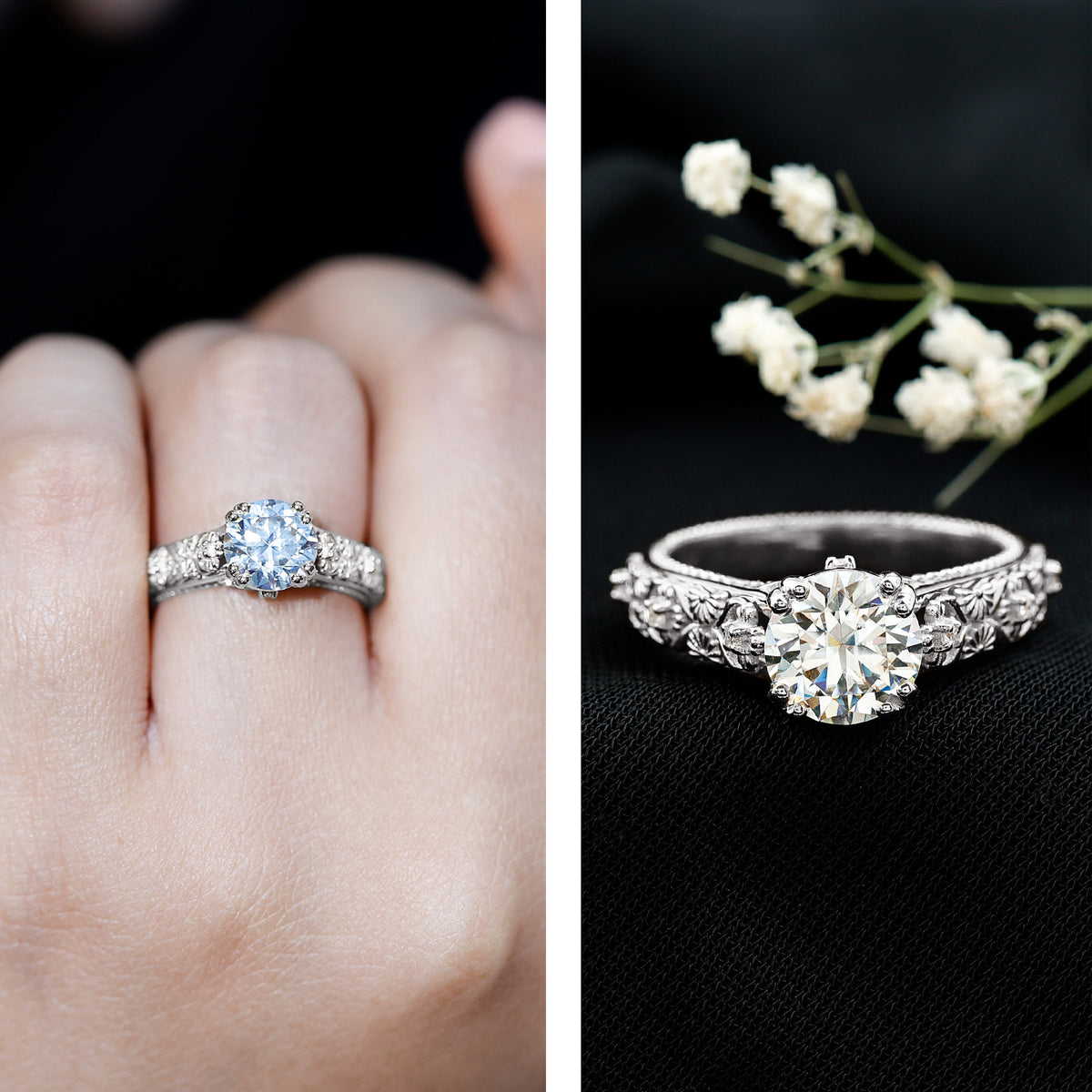 Rosec Jewels-2 Carat Lab Grown Diamond Nature Inspired Engagement Ring with IGI Certificate