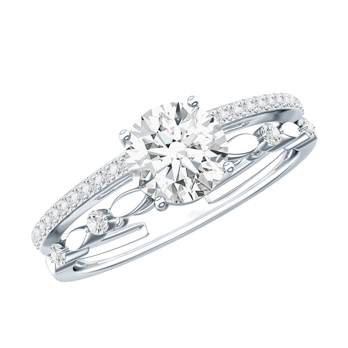 Rosec Jewels-1 Carat IGI Verified Lab Grown Diamond Double Band Engagement Ring