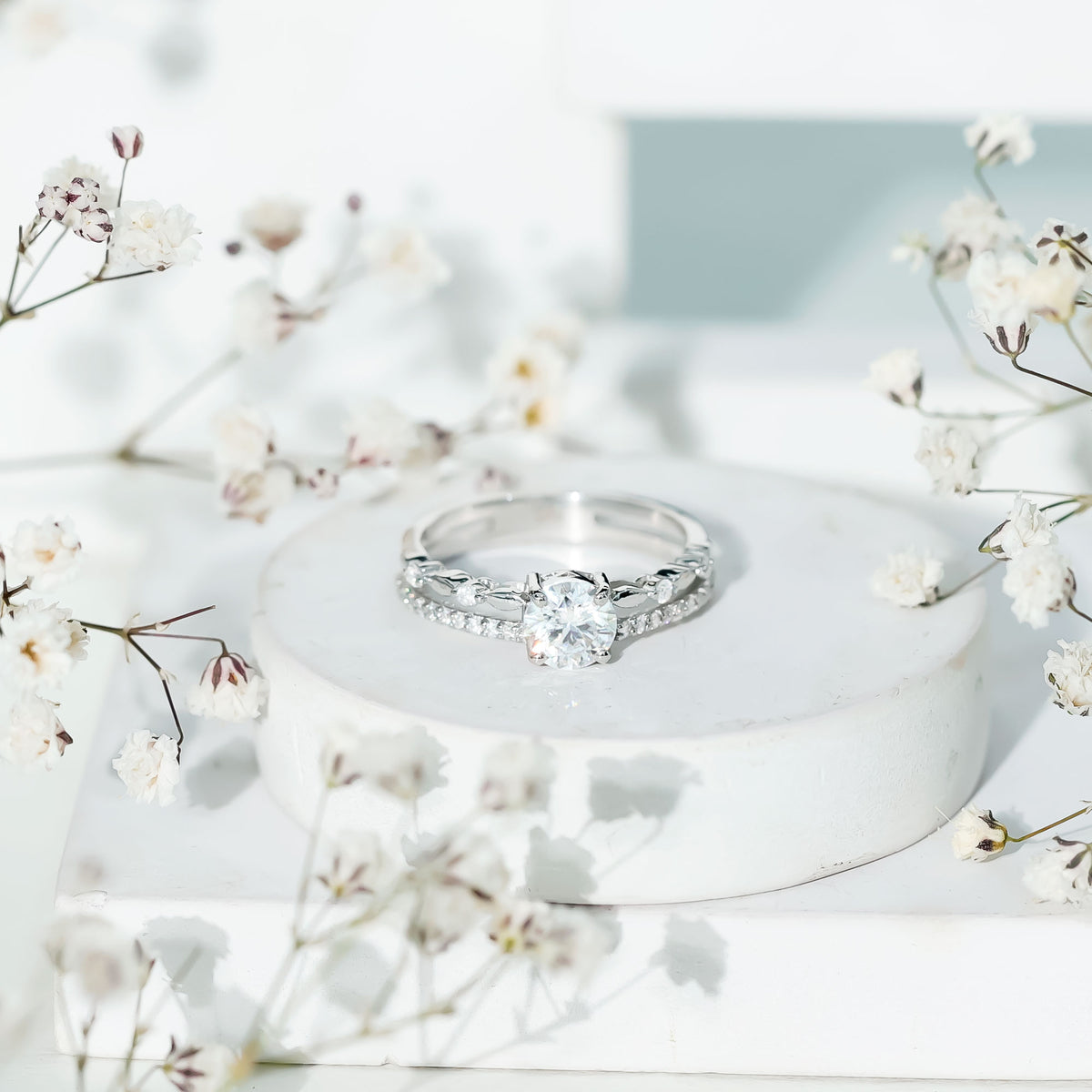 Rosec Jewels-1 Carat IGI Verified Lab Grown Diamond Double Band Engagement Ring