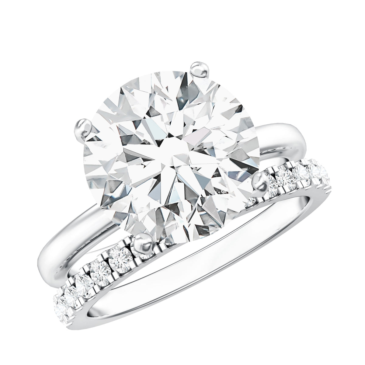 5 Carat Solitaire Lab Grown Diamond Ring Set with IGI Certificate Lab - ( E-VS1 ) - Rosec Jewels