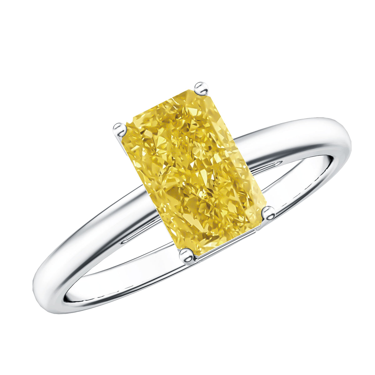 Rosec Jewels-2 Carat Radiant Cut Lab Yellow Diamond Solitaire Engagement Ring IGI Certified