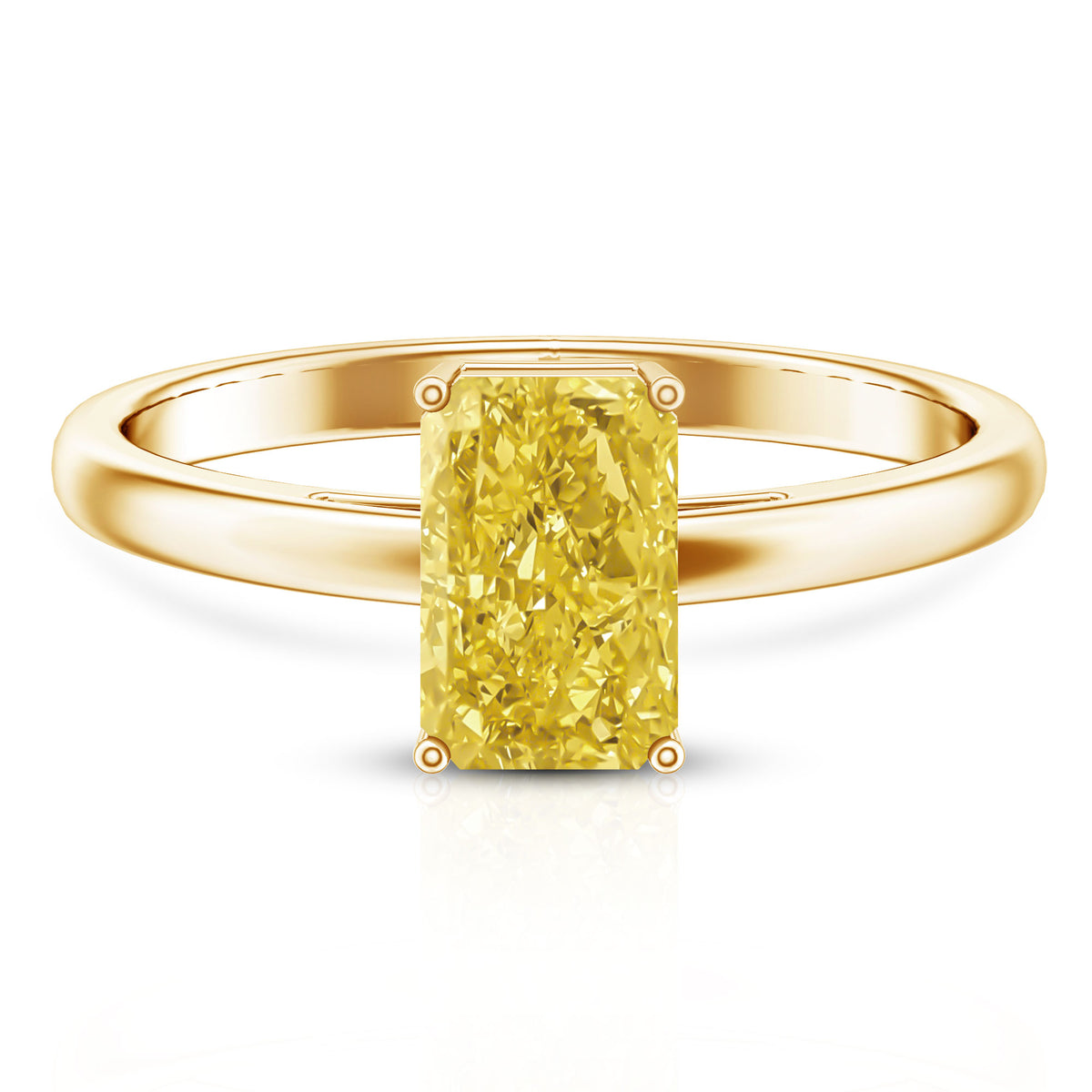 Rosec Jewels-2 Carat Radiant Cut Lab Yellow Diamond Solitaire Engagement Ring IGI Certified