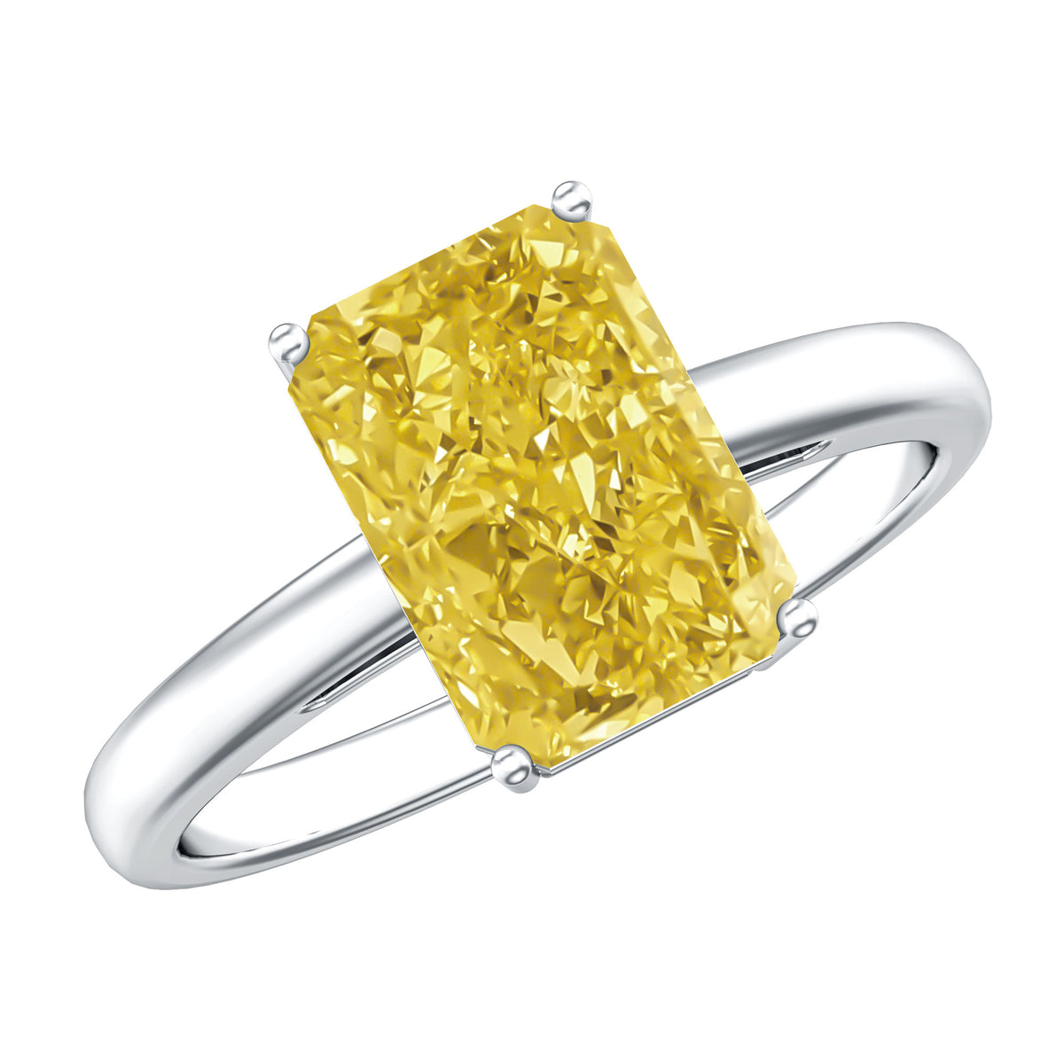 Rosec Jewels-IGI Certified 3 Carat Lab Grown Yellow Diamond Radiant Cut Engagement Ring
