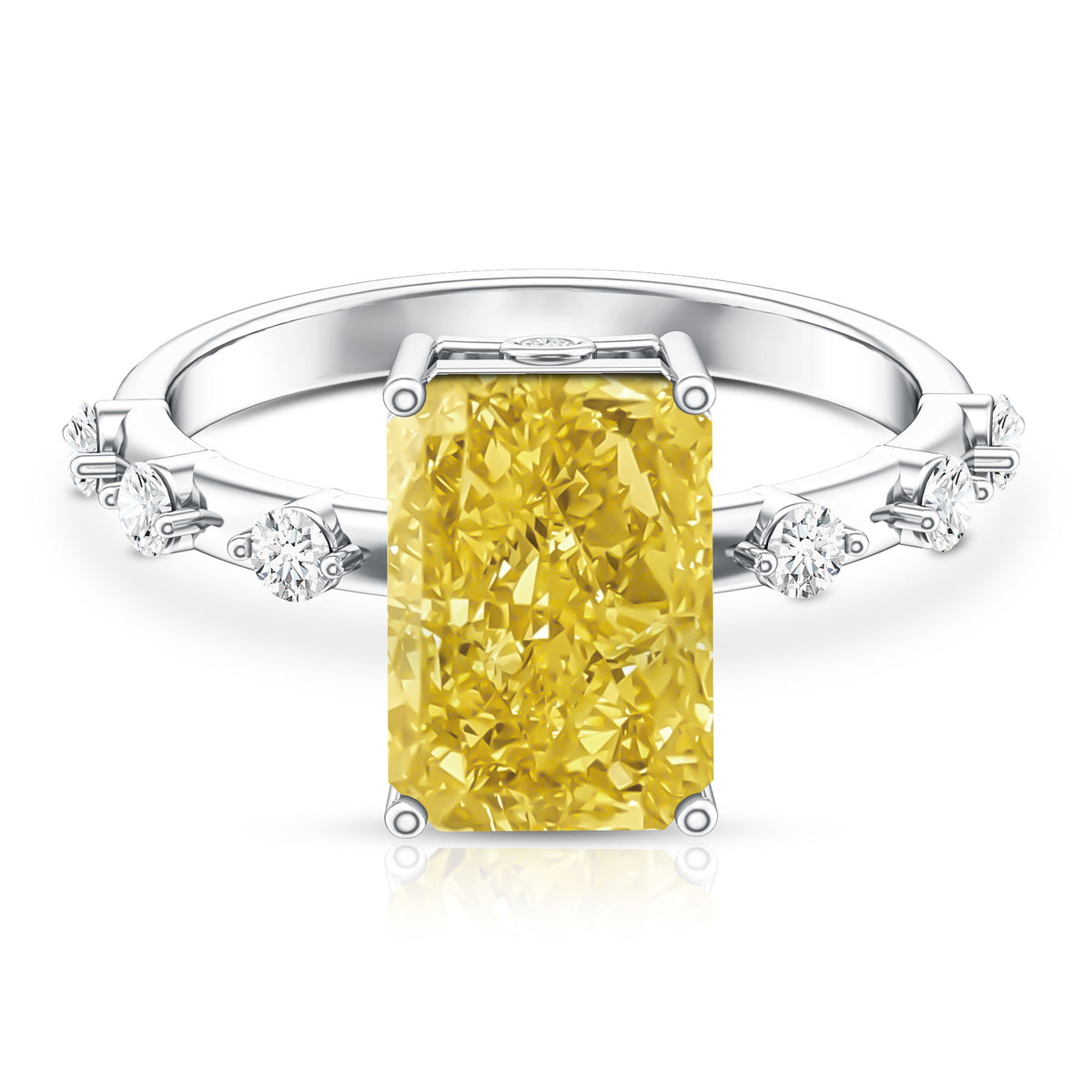 Rosec Jewels-Radiant Cut Lab Grown Yellow Diamond 4 Carat Engagement Ring IGI Certified