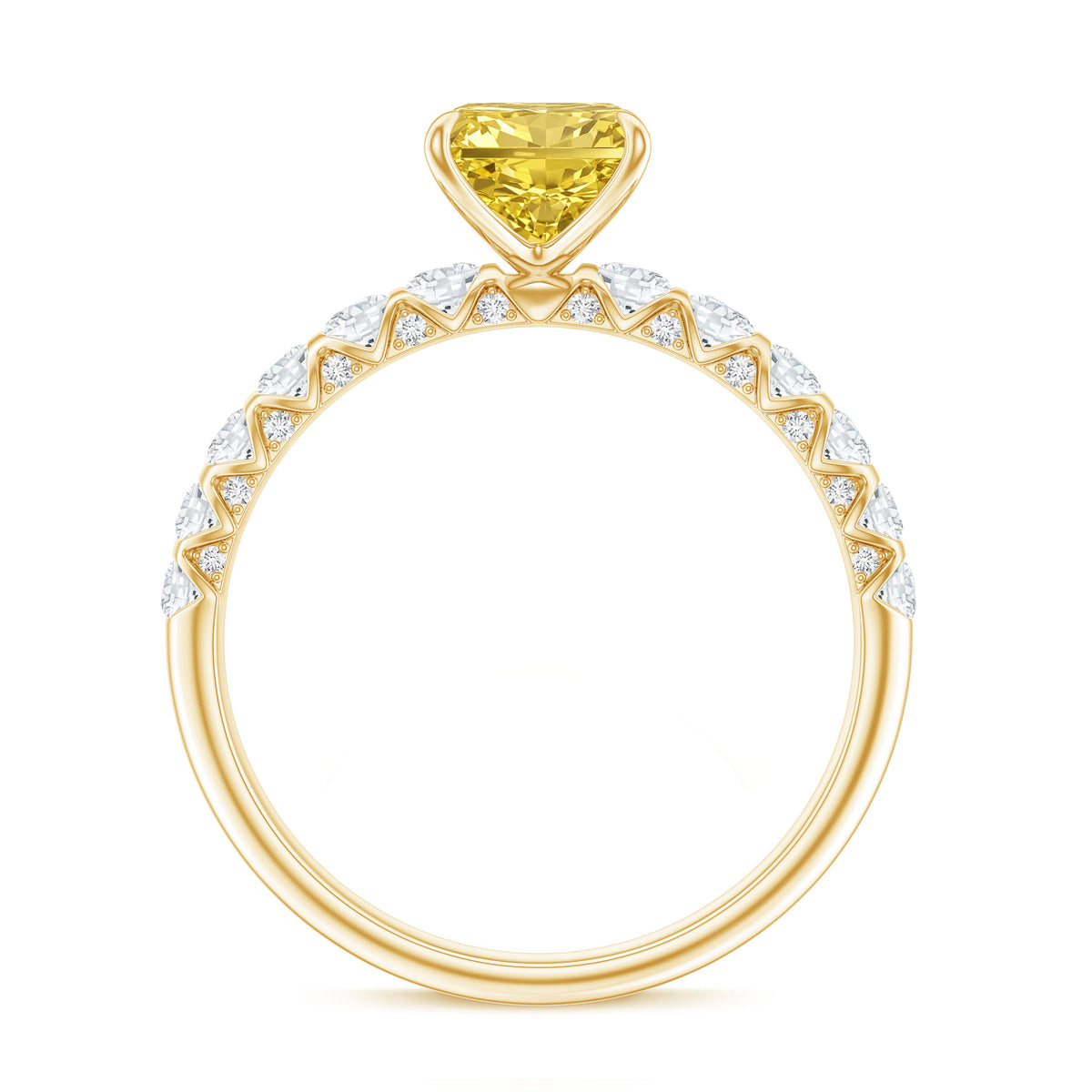 Rosec Jewels-IGI Graded 2 Carat Lab Grown Yellow and White Diamond Radiant Cut Engagement Ring