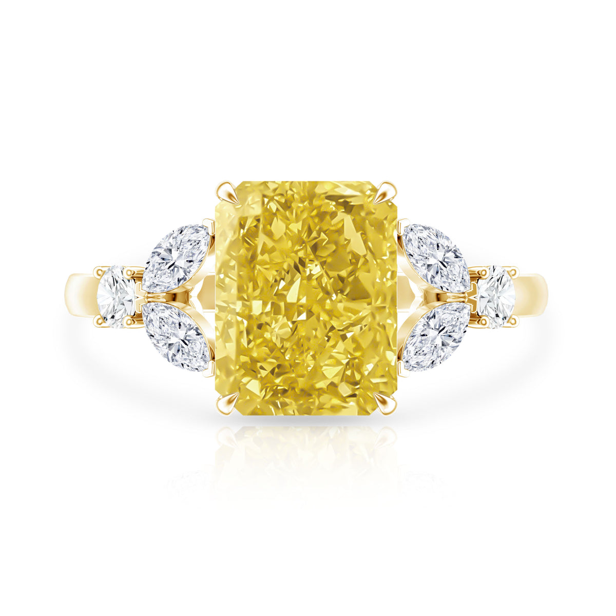 Rosec Jewels-Radiant Cut 2 Carat Lab Grown Yellow Diamond Engagement Ring with IGI Certificate