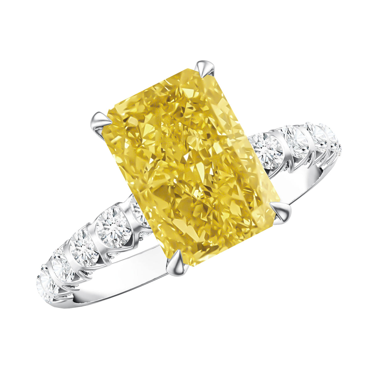 Rosec Jewels-3 Carat Radiant Cut Lab Yellow Diamond Statement Engagement Ring IGI Certified
