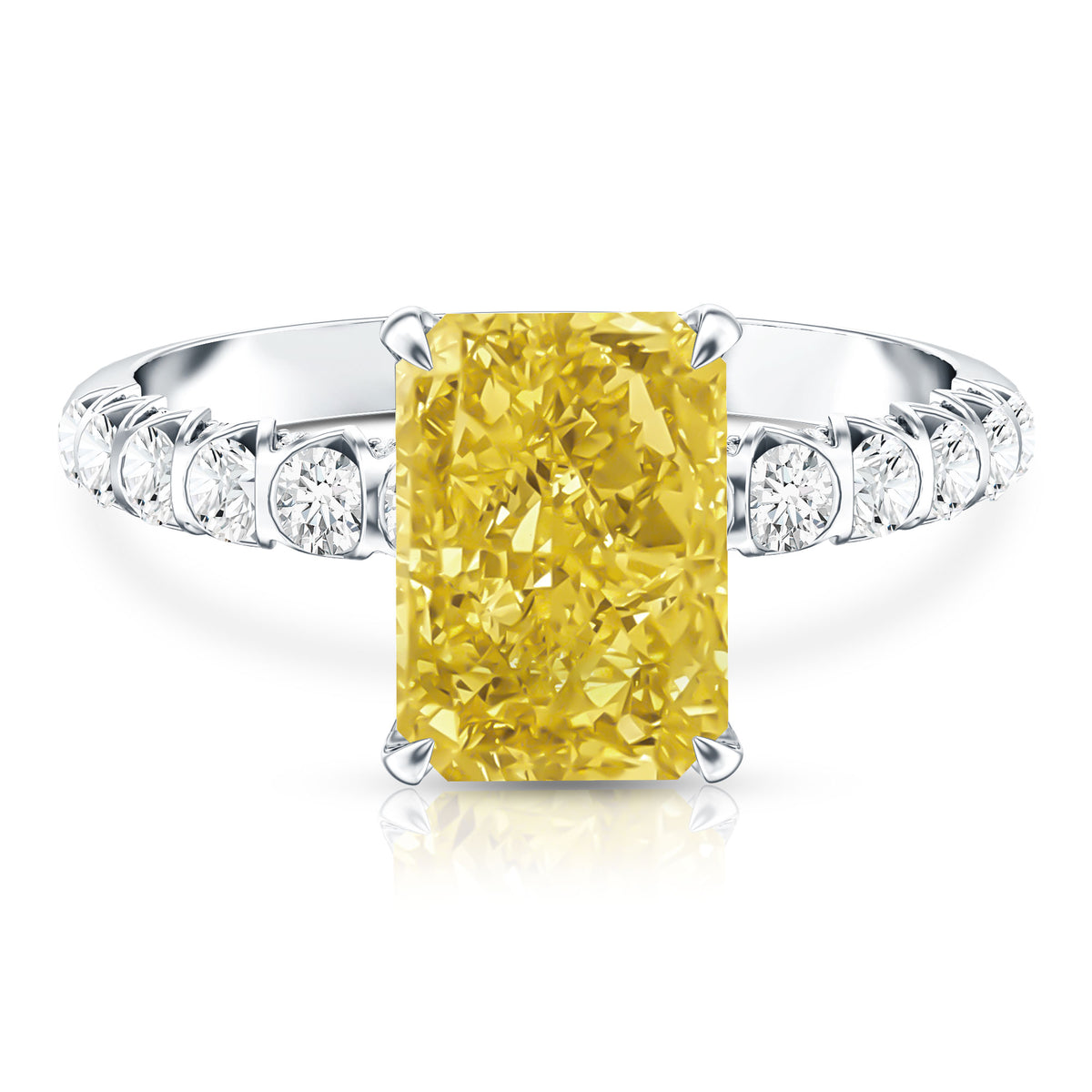 Rosec Jewels-3 Carat Radiant Cut Lab Yellow Diamond Statement Engagement Ring IGI Certified