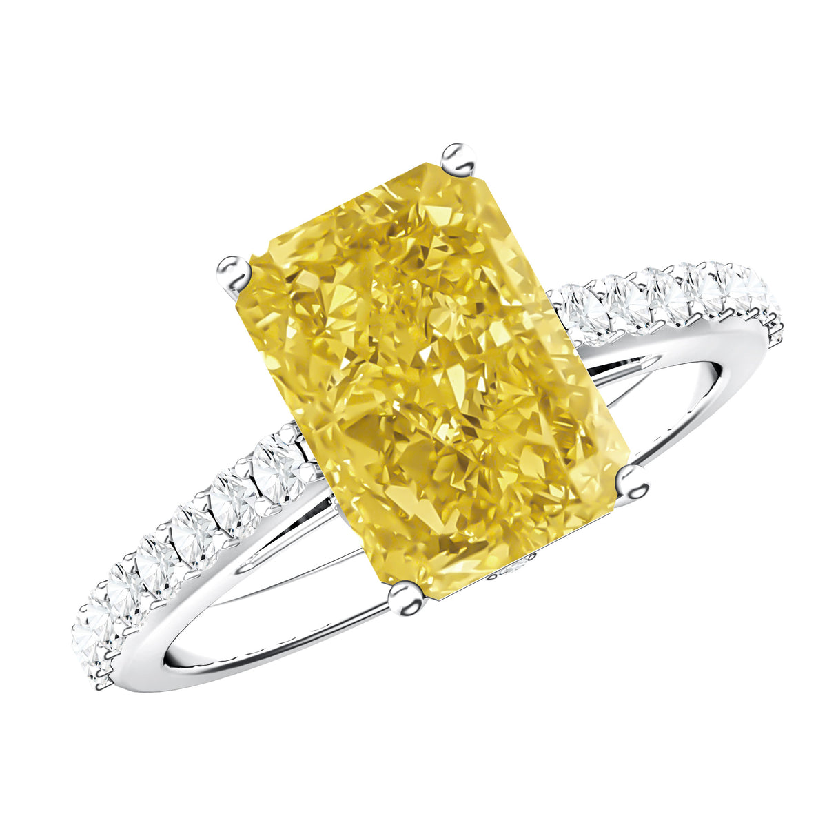 Rosec Jewels-IGI Documented 3 Carat Lab Yellow Diamond Radiant Cut Engagement Ring with Hidden Halo