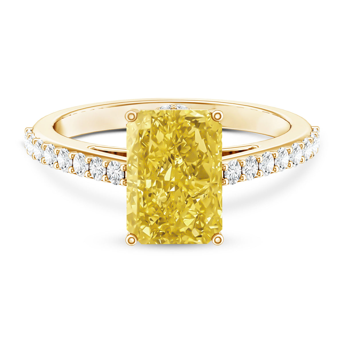 Rosec Jewels-IGI Documented 3 Carat Lab Yellow Diamond Radiant Cut Engagement Ring with Hidden Halo