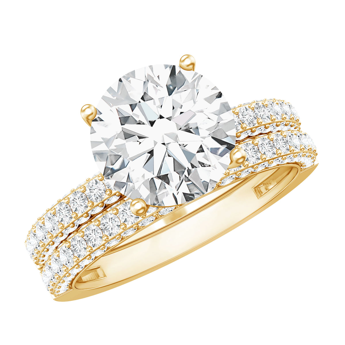 Rosec Jewels-IGI Verified Lab Grown Diamond 3 Carat Engagement Ring with Wedding Band