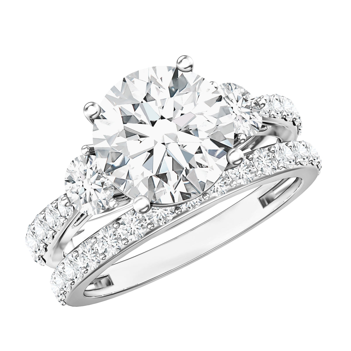 Rosec Jewels-IGI Documented 3 Carat Lab Grown Diamond Bridal Ring Set