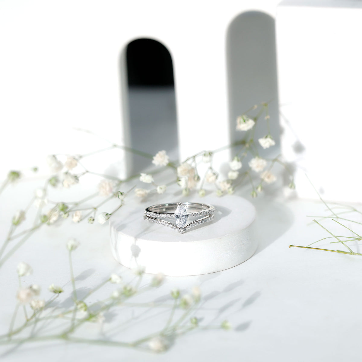 Marquise Cut Lab Grown Diamond Bridal Ring Set for Her Lab - ( EF-VS ) - Rosec Jewels