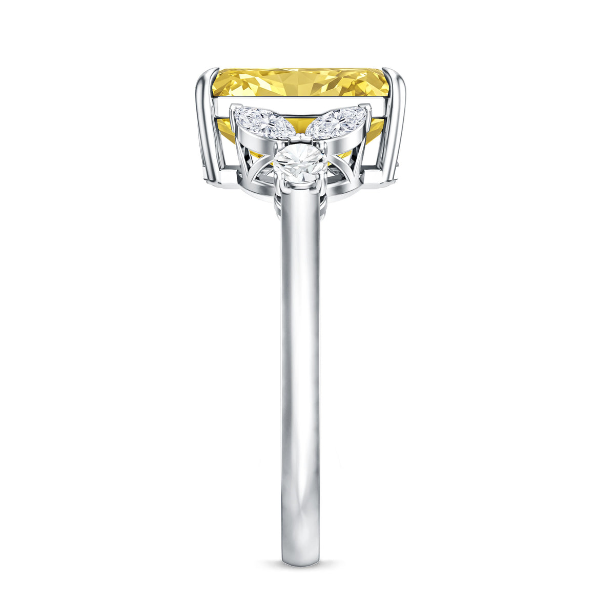 Rosec Jewels-IGI Verified Radiant Cut Lab Grown Yellow Diamond 4 Carat Engagement Ring