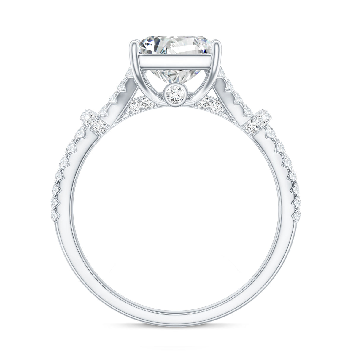 Rosec Jewels-IGI Verified 4 Carat Lab Grown Diamond Princess Cut Engagement Ring with Split Shank
